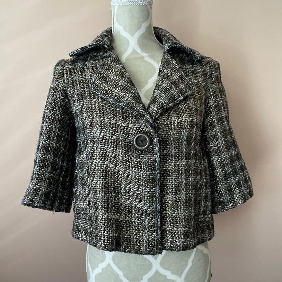Tweed gold and brown Caplet jacket - Picture 1 of 5